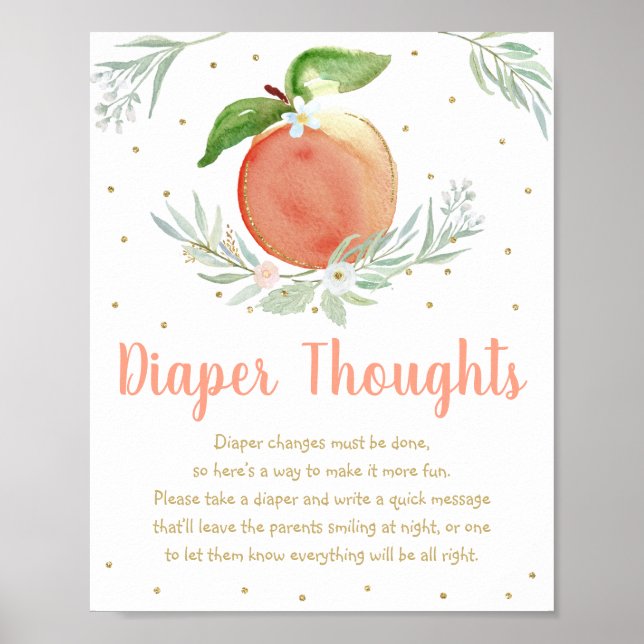 Peach Guld Blommigt Diaper Thouame Poster (Framsidan)