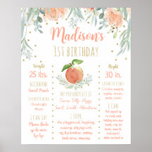 Peach Guld Blommigt Första födelsemeddelandemilste