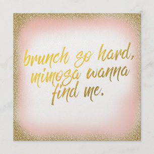 Peach Guld Brunch så hård inbjudan Pearl