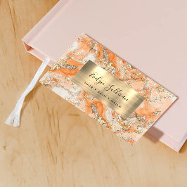 Peach Guld Fluid Marble Visitkort