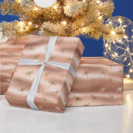 Peach Guld Glam Dragonflies Presentpapper