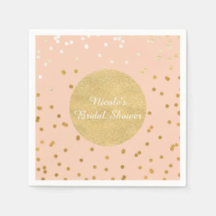 Peach & Guld Glänsande Konfettiprickar Chic Modern Pappersservett