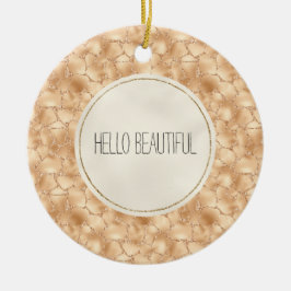 Peach Guld Glitter Glam Gnistra Giraffe Print Julgransprydnad Keramik