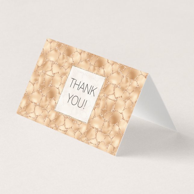 Peach Guld Glitter Glam Gnistra Giraffe Print Kort (Framsida)