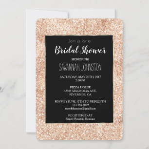 Peach Guld Glitter Inbjudningar