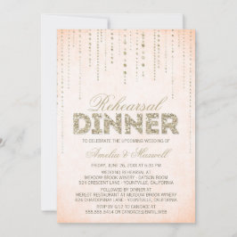 Peach & Guld Glitter Se Rehearsal Dinner Inbjudan