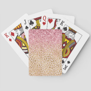 Peach Guld Leopard Skriv ut Rosa Glitter Glitzy Casinokort