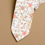 Peach guld  vattenfärg ro sommar mönster slips<br><div class="desc">Peachy kräm,  guld och korall rosa vintage vattenfärgsfärgad hand målad ro med beige beigefärgad löv och löv mönstrad manar nektie under en snyggt av trendiget sommarkläder.</div>