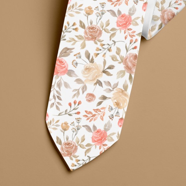 Peach guld  vattenfärg ro sommar mönster slips (Skapare uppladdad)