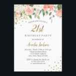Peach Guld Watercolor Blommigt 21 Birthday Party Inbjudningar<br><div class="desc">Mer söt blommigt Birthday Bjud i Little Bayleigh Store!</div>