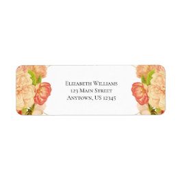 Peach Guld Watercolor Flowers Returadress Etikett