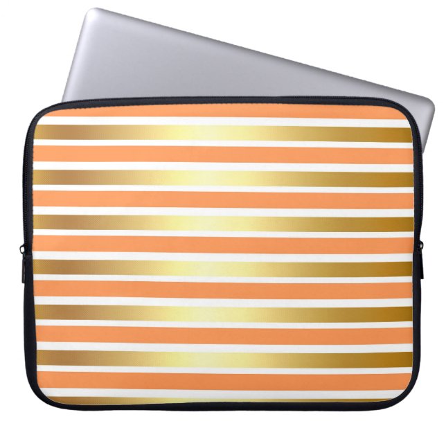 PEACH GULD WHITE SHINY RAND LAPTOP FODRAL (Framsidan)