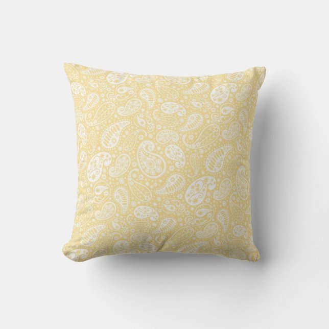 Peach Gult Paisley Dekorativ kudde (Framsida)