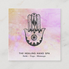 *~* Peach Hamsa Hand of Fatima Craters of Måne Fyrkantigt Visitkort