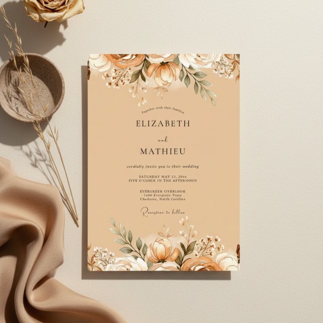 Peach Harvest Bloom Wedding Inbjudningar (Skapare uppladdad)