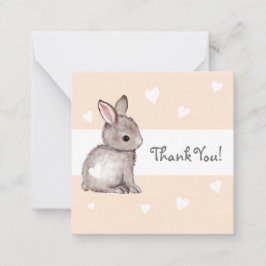 Peach Heart Bunny Baby Shower Tack Notecards Anteckningskort