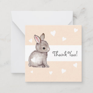 Peach Heart Bunny Baby Shower Tack Notecards Anteckningskort