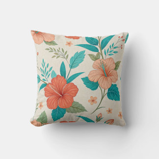 Peach Hibiscus Floral Kudde