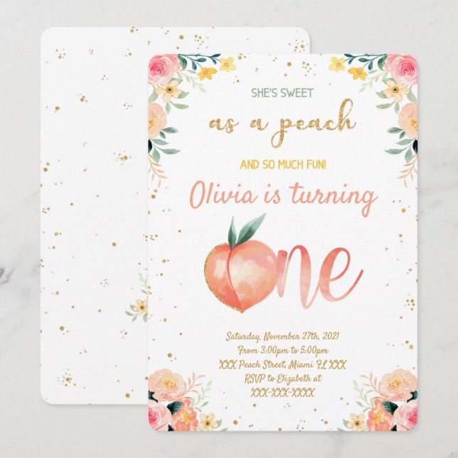 Peach-inbjudningar Inbjudningar (Fram/baksida)
