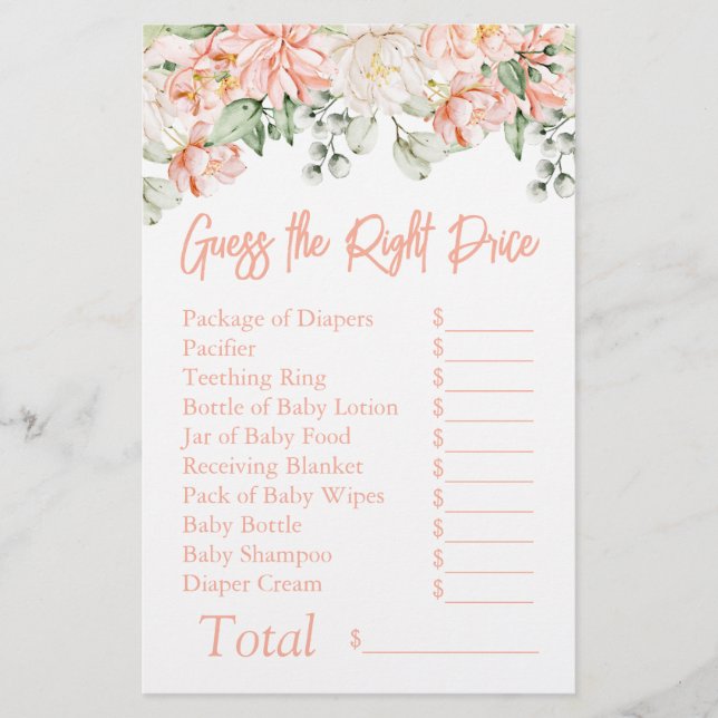 Peach Ivory Baby Shower Gissa Rätt Pris (Framsida)