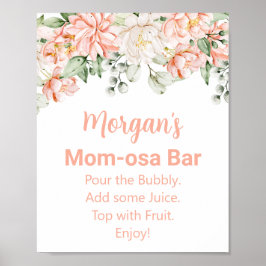 Peach  Ivory Baby Shower Mamma-osa Pub-tecken Poster