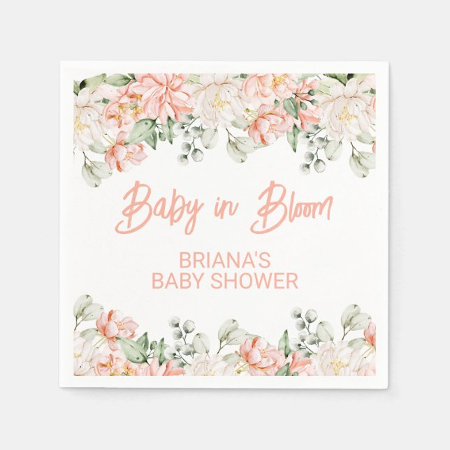 Peach Ivory Beige Neutralt Baby Shower Pappersservett (Framsidan)