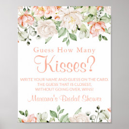Peach Ivory Blommigt Kisses Möhippa Game Sign Poster
