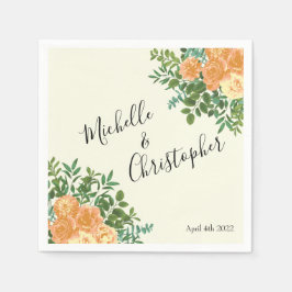 Peach Ivory Bröllop Vintage Ro Pappersservett