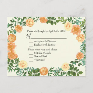 Peach Ivory Bröllop Vintage Ro Vykort