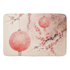 Peach Japanska Lanternor Sakura-Blommar Badrumsmatta