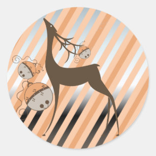 Peach Jingle Klockor Rand Round Sticker Runt Klistermärke