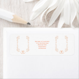 Peach Klockor Scrollwork Bröllop Returadress Etikett