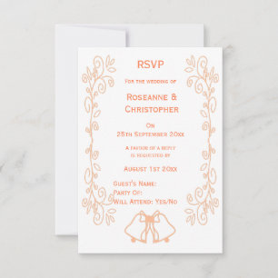 Peach Klockor Scrollwork Design Bröllop OSA Kort