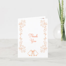 Peach Klockor Scrollwork Design Bröllop Tack Kort