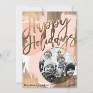 Peach & Koppar Brons Chic Modern Helg Bild Julkort