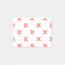 Peach kor sys på vitt post-it block