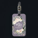 Peach kräm-grönt vattenfärgen blommigt bröllop bagagebricka<br><div class="desc">Peach,  kräm och grönt,  vattenfärgsfärg blommigt och bladverk bröllop nyligen påvade fru Bride honeymoon-gåva.</div>