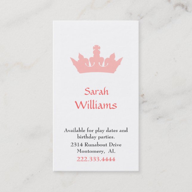 Peach Krona Girl's Play Date Card (Framsida)