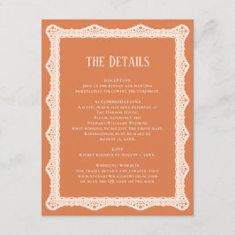 Peach Lace Details Reception Information Wedding  Tilläggskort