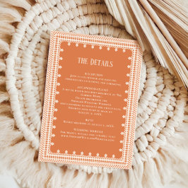 Peach Lace Details Reception Information Wedding  Tilläggskort