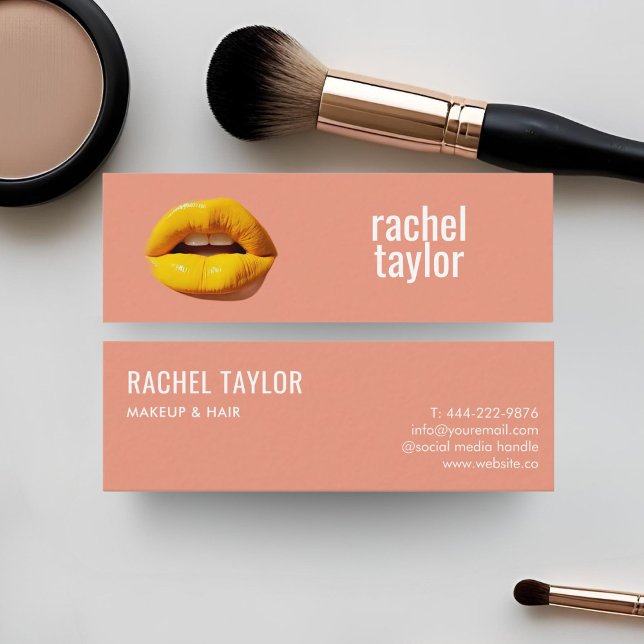 Peach Läppar Modern Professionell Mini Visitkort (Skapare uppladdad)