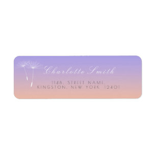 Peach Lavanda Grått Ombre Dandelion Adress Returadress Etikett