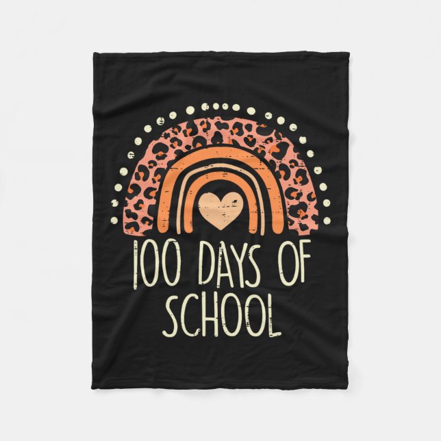 Peach Leopard Rainbow 100 dagars skolcute 100th D Fleecefilt (Framsidan)