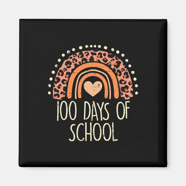 Peach Leopard Rainbow 100 dagars skolcute 100th D Magnet (Framsidan)