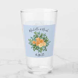 Peach Light Blue Bröllop Ro Blommigt Glaskopp