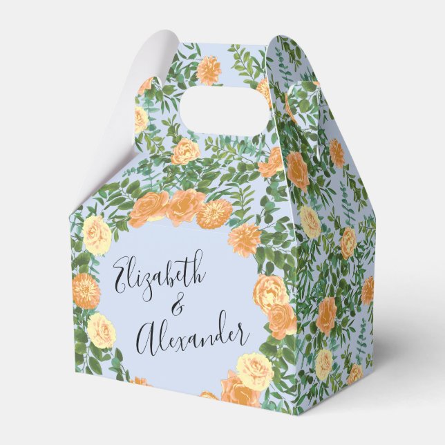 Peach Light Blue Bröllop Ro Blommigt Presentaskar (Framsidan Sidan)