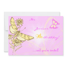 Peach Lila Butterfly-inbjudningskort