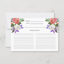 Peach Lila Mint Grönt Blommigt Rum Recept Card