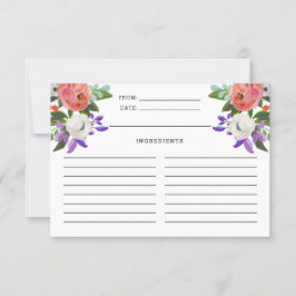 Peach Lila Mint Grönt Blommigt Rum Recept Card