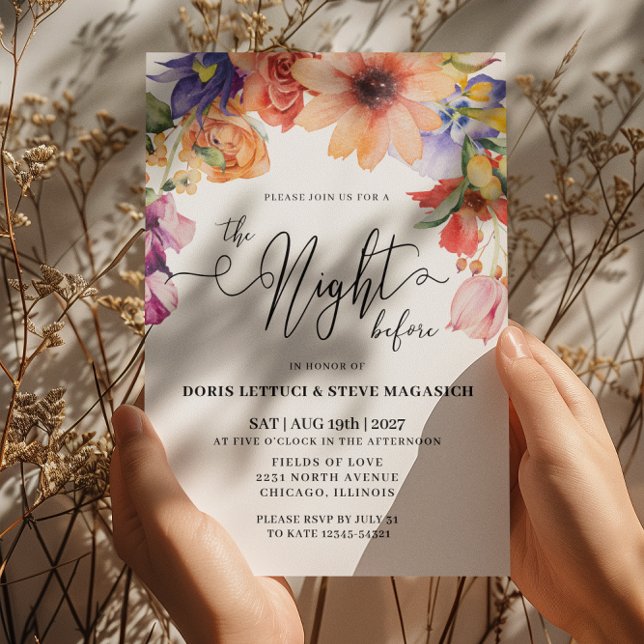 Peach Lila Rosa Blommigt Rehearsal Middag Inbjudningar (Skapare uppladdad)